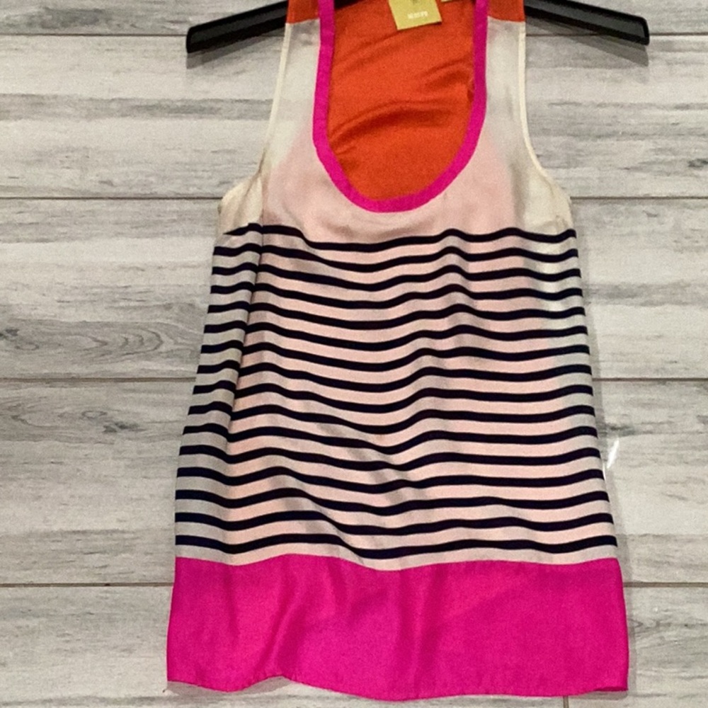 Striped Tank Top with Pink and Orange Accents